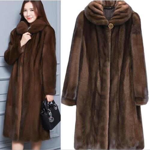 Large size was thin lapel imported imitation suede coat female long section thick high-end middle-aged mink fur coat