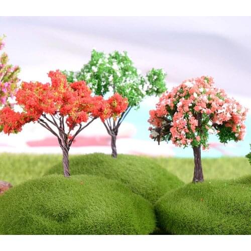 Plastic Mini Simulation Trees Kawaii Willow Sakura Mini Home Decoration Garden Microlandscape Miniatures Figurines