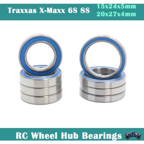 RC Wheel Hub Bearings for Traxxas X-Maxx 6S 8S, 15x24x5mm-20x27x4mm Ball Bearing Set (Pick of 8pcs)