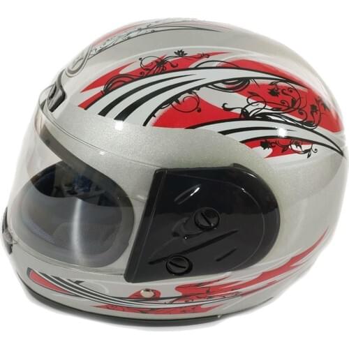 Full Import Helmet Retro Ful Face Motor Helmet Full House Indoor Helmet Gray Silver
