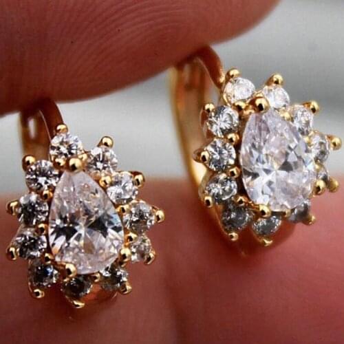 Zircon Crystal Earrings Geometric Flowers Stud Earrings For Women Earing Jewelry Gold Plated Earring Korean Earings A186