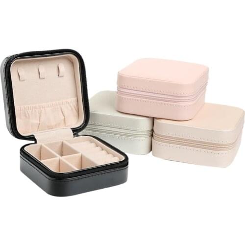 Jewelry Box Portable Storage Organizer Earring Holder Zipper Women Jewelry Display Travel Case 100x100x55mm