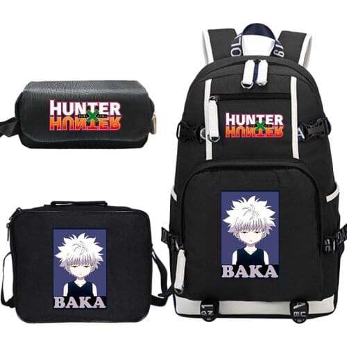Mochila 3pcs/set HUNTER X HUNTER Print School Bags for Teenager Girls Kids Cartoon Anime School Backpack Bag Student Bookbags
