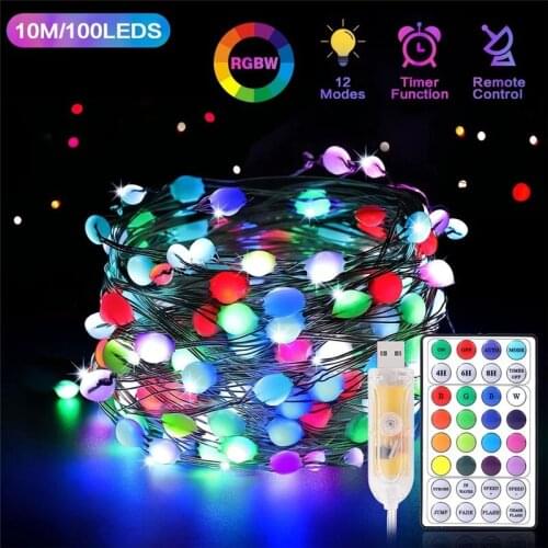 5/10M LED RGB String Lights 12 Modes Remote USB Christmas Garland Fairy Lights Wedding Party Garden Decoration Holiday Lighting