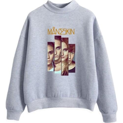 Maneskin Turtleneck Sweatshirts Unisex Long Sleeve Fashion Pullovers Women Men Casual Streetwear Clothes