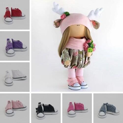 1Pair 5cm Doll Shoes Denim Sneakers For Dolls Fashion Denim Canvas Mini Toy Shoes 1/6 for Russian DIY Handmade Doll Accessories