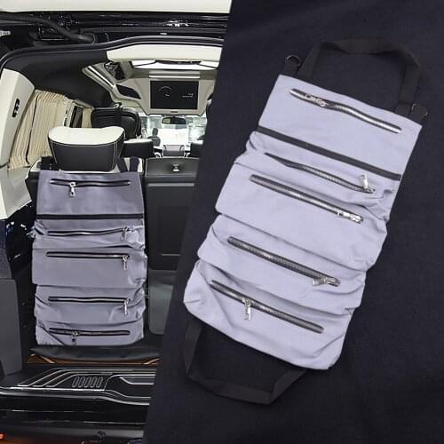 Universal Car Multi-Purpose Tool Roll Up Storage Bag Wrench Organizer Seat Hanging Pouch Grey