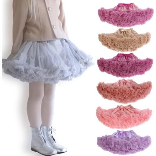 Children Girls Tutu Skirts Fluffy 0-10T Cute Princess Skirt Chiffon Pettiskirt Ballet Dance Skirt Solid Colors Tulle Petticoat