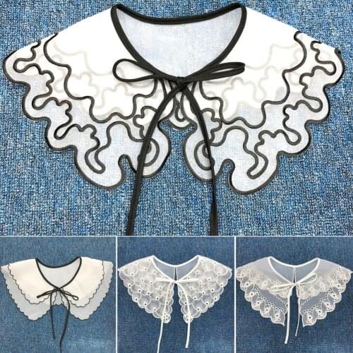 Women Detachable Fake Applique Shirt Collar Bow Tie Shawl Clothing Accessories