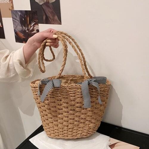 Womens bag 2021 net red new trendy fashion woven shoulder bag western-style silk scarf messenger straw woven bucket bag C562656