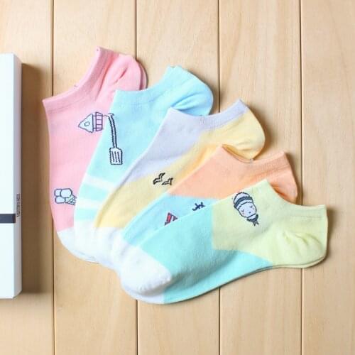 Ladys Casual sock Cotton Women Home Garments Girls Under Wear Patch Color Cute socks Cartoon breathable Ankle socks Crew Sock