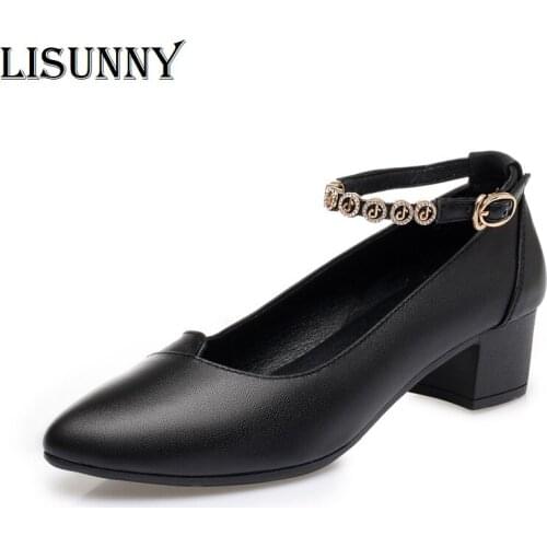 Women Shoes Ladies 2021 autumn New Genuine leather Fashion Shoes Women Designer Rhinestone Female Dress Shoes