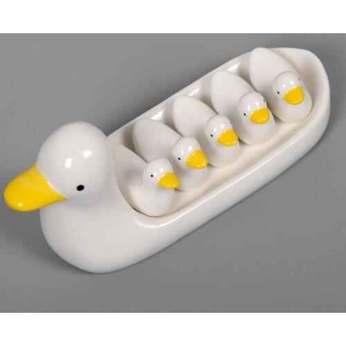 1 Set Cute Animal Duck Bunny Cat Ceramic Chopstick Holder Cutlery Rest Rack DIY Party Hotel Dining Table Decoration