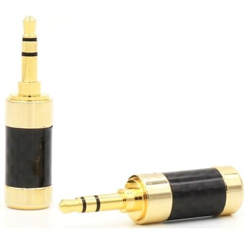 1 pcs GOLD PLATED 3.5mm 1/8" STEREO AUDIO JACK Plug carbon fiber body