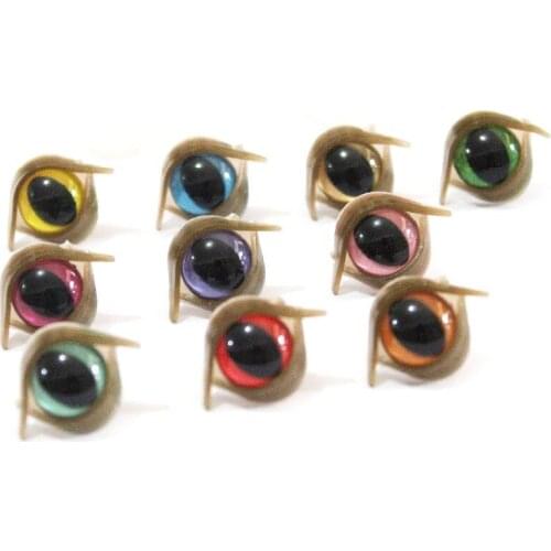 20pcs/lot new lovely 12mm toy cat eyes plastic safety eyes + brown toy eyelid for diy diy findings--color option