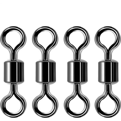 30pcs Bearing Swivel Solid Ring Fishing Connector 1#-14# Barrel Rolling Stainless Steel Beads Fishing Sea Fishing Accessories