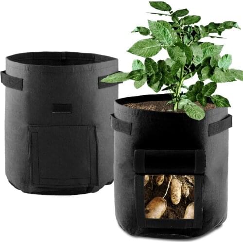 5 pcs/lot 7 Gallons Grow Bags Aeration Black Non-woven Fabric Pots with Handles Planting Bag Seedling Flowerpot
