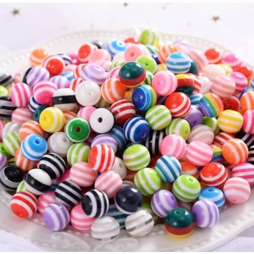 6/8/10mm Mixed Color Round Resin Beads Striped Spacer Beads for Jewelry Making Diy Bracelet Necklace Accessories