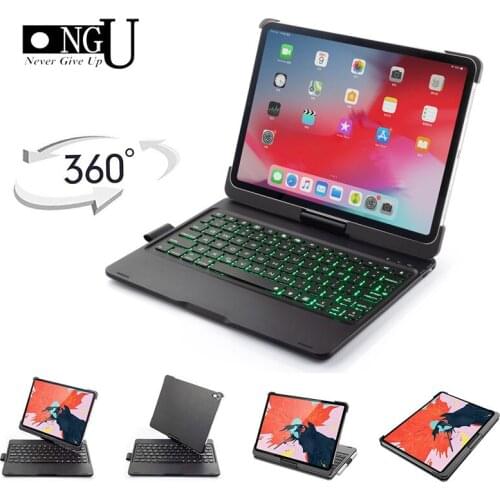 7 Colors Backlit Wireless Keyboard Case For iPad Pro 11 2018 Cover Pencil Holder Aluminum Shell Smart Folio Case Sleep/Wake