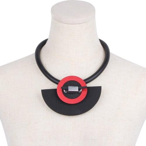 YD&YDBZ Geometry Big Pendant Choker Necklaces Women Hyperbole Thick Flat Link Rubber Necklace Sweater Chain Jewelry Accessories