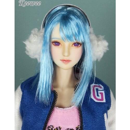 Estartek Customized KE071 1/6 Obitsu Head with Rooted Blue Hair Unique Head Sculpt for 12" Phicen OB UD Action Figure DIY