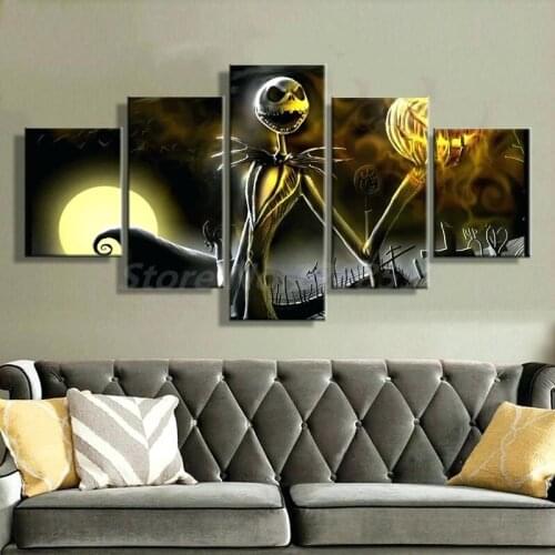 Halloween Nightmare Before Christmas 5 Pieces Canvas Painting Print Living Room Home Decor Modern Wall Art Oil Painting Poster