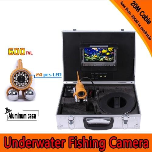 Underwater Fishing Camera Kit with 20Meters Depth Dual Lead Bar Camera & 7Inch Color TFT Display Monitor & Aluminum Case