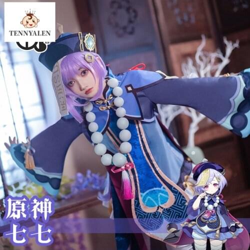 Project QIQI Cosplay Costume Game Genshin Impact Zombie Girl Dress Tops Pants Anime Accessories Set Halloween Clothes Christmas