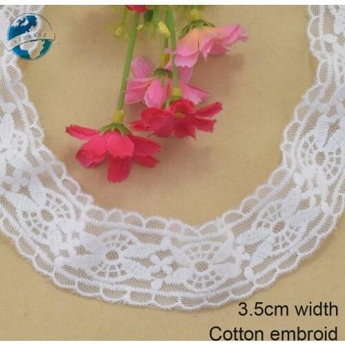 3.5cm wide Cotton embroid lace edge sewing ribbon guipure trim wedding lace DIY Garment Accessories french african doll lace3930