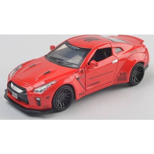 1/32 Scale Nissan GTR Sports Car Alloy Model Sound & Light Pull Back Metal Vehicles Toys Collections For Chidlren Boys Gifts