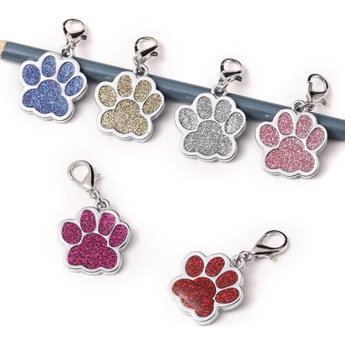 New Fashion Glitter Dog Tags Zinc Alloy Engraved Cat Puppy Pet ID Name Collar Tag Pendant Pet Accessories Customized Tag