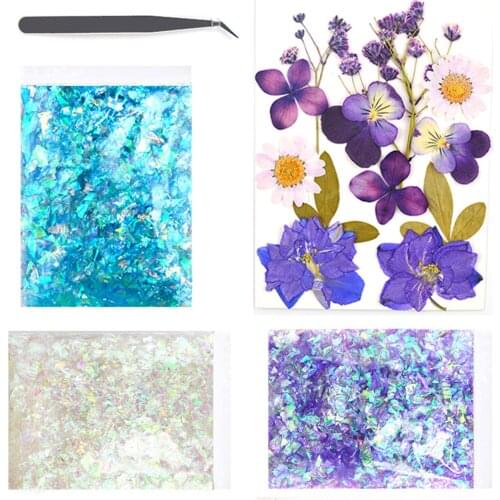 DIY Craft Sequins Pack Natural Dried Flowers Jewelry Making Glitter Supplies For Epoxy Resin Crafts Decoration