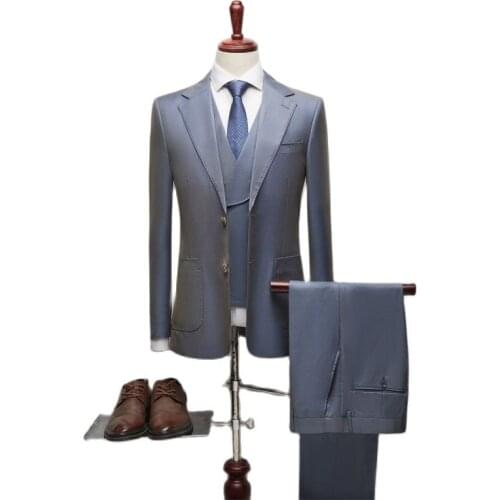 [Jacket+Vest+Pants] 2021 Boutique fashion mens fashion casual suits, high-end social formal wear 3-piece suit, groom wedding