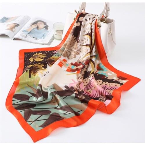 70*70cm Silk Square Scarf Lady Hair Neck Scarves Fashion Small Foulard Female Bandana Head Wraps for Women Neckerchief Summer