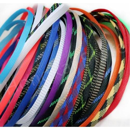 PET Braided Sleeve Tube Ø10mm Three Weave Encryption Wire Protection Sleeve Good Flexibility All Color -60℃~125