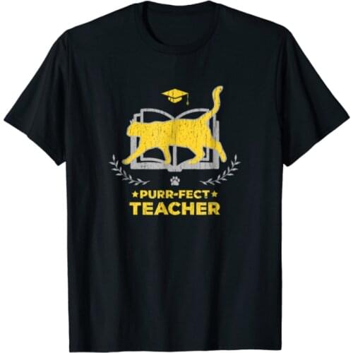Cat Teacher Shirt Purr-fect Teacher T-Shirt. Summer Cotton O-Neck Short Sleeve Mens T Shirt New S-3XL