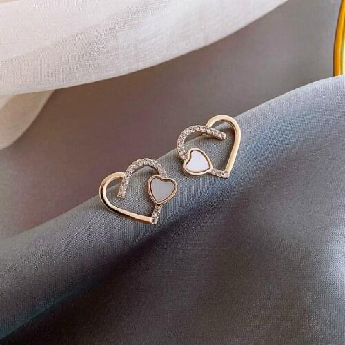 Zeojrlly Heart Metal Women Classic Stud Earrings Korean Love Simple Earrings Studs Elegant Small Daily Women Elegant Jewelry