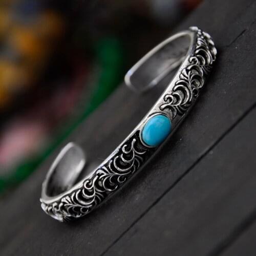 Thai silver rattan Bracelet hand jewelry fashion personality womens rattan flower bracelet make old Bracelet