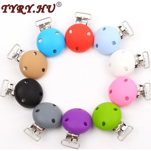 TYRY.HU 1Pc Round Shaped Pacifier Clips Baby Silicone Beads Teething Pacifier Holder Food Grade Baby Teethers DIY Nipple Chain