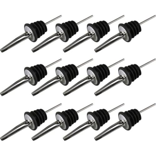 Pack Of 12) Stainless Steel Liquor Pourer With Tapered Speed Spout, Liquor Pour Spouts By
