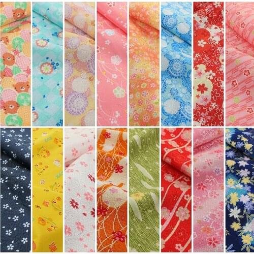 Japanese Style Floral Crepe Cloth Printed Fabric For Sewing Home Textile Materials P99