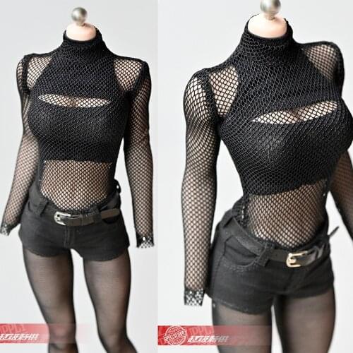 1/6 Scale Female See-through Clothes Mesh T-shirt Fit for 12" Female Figure Dolls