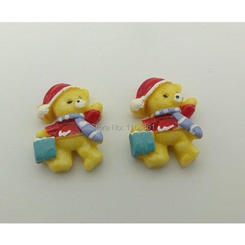 1pcs/lot resin flat back black yellow Christmas bear 20mm Scrapbook Embellishment DIY Phone Decoration C112-9