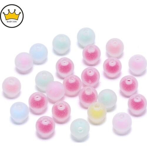 100pcs/LOt Transparent Frosted Acrylic Round Beads in Bead 8mm charms for jewelry making DIY Bracelet Necklace