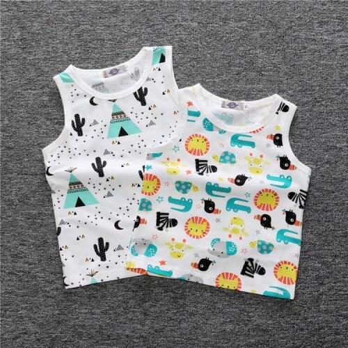 2020 new fashion unisex shirts for children cartoon fruit Pattern baby girls summer sleeveless vest cotton Tees suit XY-076