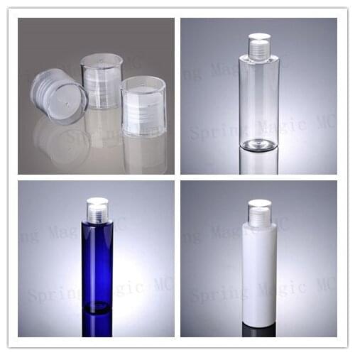 50PCS 200ML Clear/WHITE PET Plastic Bottle With Double Plastic Cap,Empty Cosmetic Containers,Water/Cleansing/Moisturizer Case