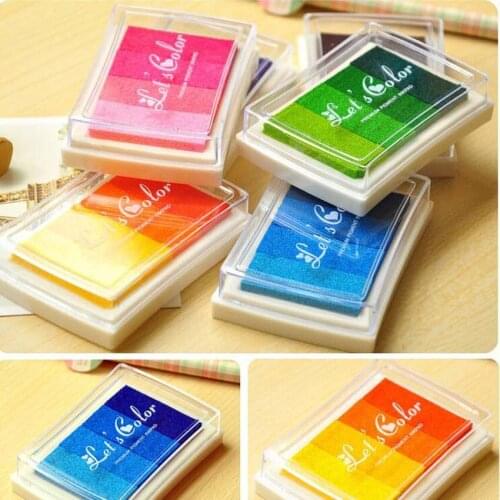 50 Pcs/lot 6 Colors Homemade DIY Gradient Color ink Pad Multicolour Inkpad Stamp Decoration Fingerprint Scrapbooking Accessories