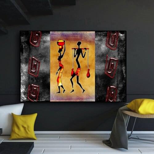 Abstract African Woman Man Work Figure Oil Painting on Canvas Posters and Prints Cuadros Art on the Wall Picture for Living Room