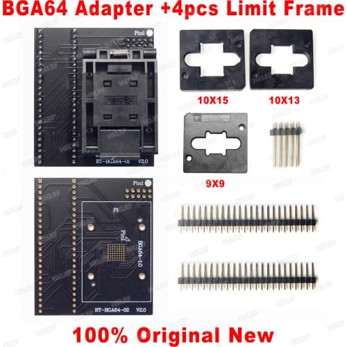 BGA64 EMMC Adapter For RT809H Programmer RT-BGA64-01 Socket 1.0mm spacing frame 11X13MM 10X15MM 9X9MM
