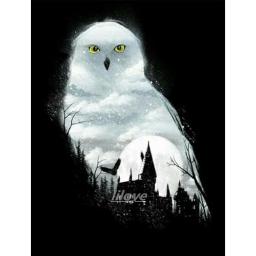 5D DIY Diamond Painting Cross Stitch Kits Square/Round 3D Diamond Embroidery White owl Pictures Mosaic Art Home Decoration CV494